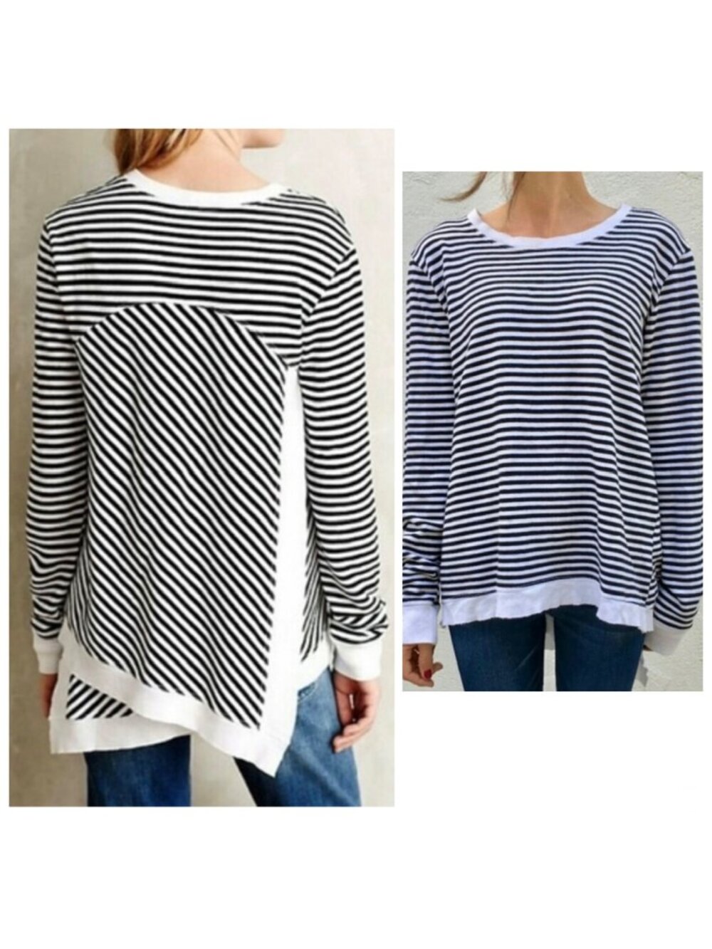 Left Of Center Flyaway Back Top Small Striped Slouchy Casual Boho Anthropologie